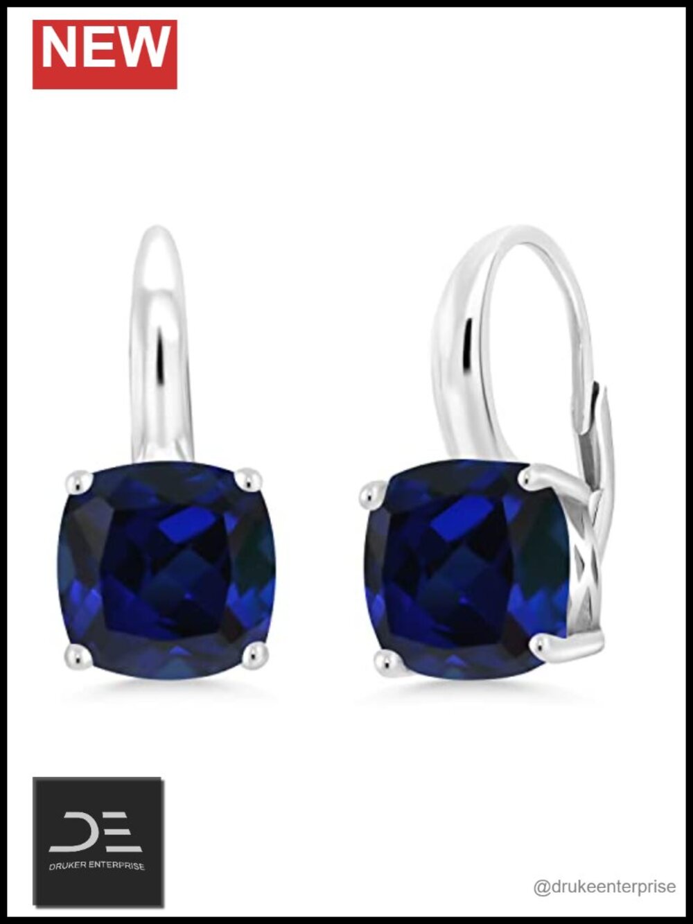 Gemstone Leverback Drop Earrings 925 Sterling Silver 5ct